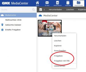 Mit dem MediaCenter können Bilder mit einem Klick mit Familie und Freunden geteilt werden.
