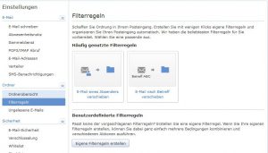 Durch Filterregeln werden E-Mails automatisch in die passenden Ordner einsortiert. © GMX