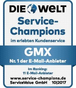 Service-Champion: GMX ist die Nummer Eins der E-Mail-Anbieter. © ServiceValue