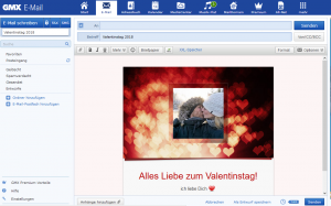 Liebesbotschaften mit Foto und individuellem Text per E-Mail verschicken. © GMX; Shutterstock